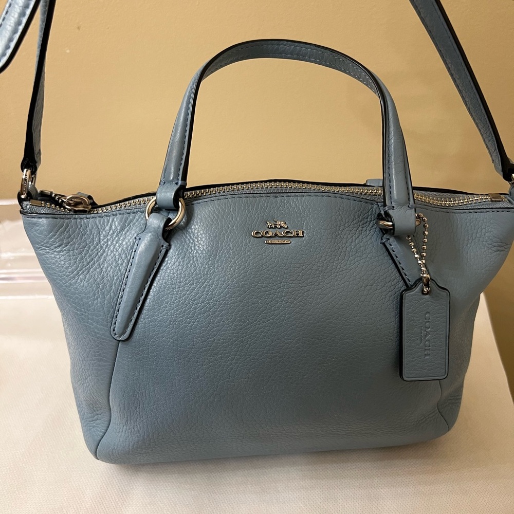 Coach Kelsey Kelsey Blue Leather Satchel Crossbody - Picture 13 of 14
